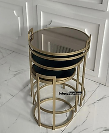 Kulplu Oliva Zigon Sehpa - Gold