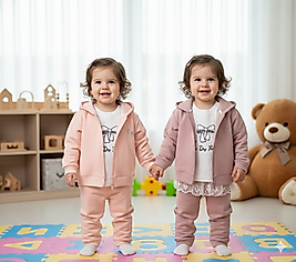 6 Ay 2 Yaş Arası Üç İplik Şardonlu Hırka ve Bol Paça Pantolonlu Üçlü Kız Bebek Takım