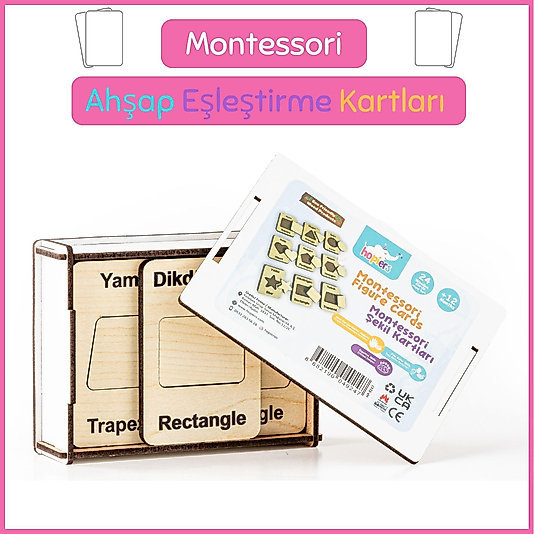 Montessori Ahşap Şekil Kartları