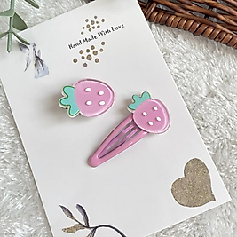 Çilek Figürlü Kız Çocuk Klips İle Çıtçıt Toka