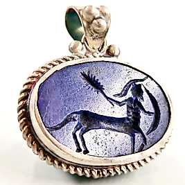 LAPİS LAZULİ CENTAUR İNTAGLİO GÜMÜŞ KOLYE