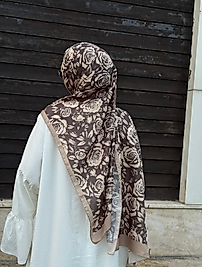 PAMUKLU SOFT ROZA DESEN ŞAL-VİZON