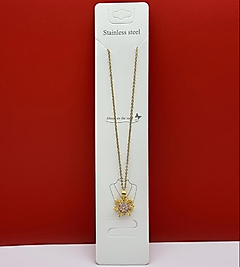 Kar tanesi figürlü çelik kolye gold