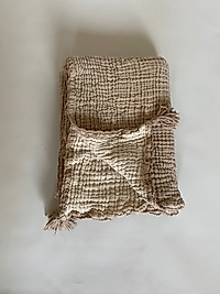 Müslin Bebek Battaniyesi Çift Taraflı 4 Katlı Kahve Renk 100x120cm.