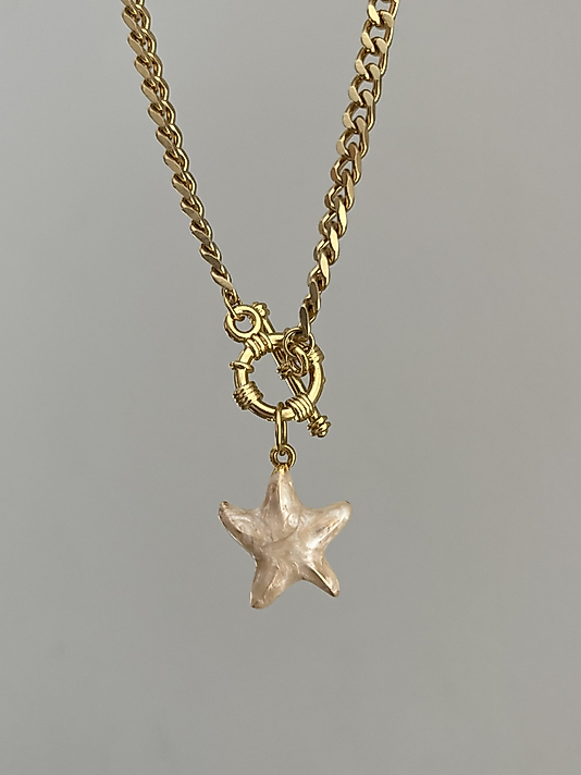 Altın Kaplama Yıldız Kolye 55cm