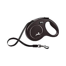 Flexi New Classic Medium Siyah Şerit Otomatik Gezdirme Tasması (5 m)