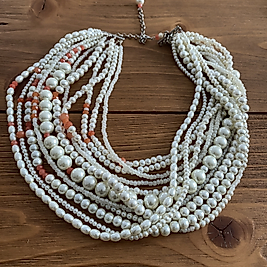 Pearl Necklace with Crystal Beads