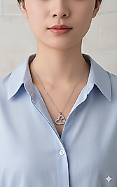 K053 TEK TAŞLI MODEL KALP ÇELİK KOLYE