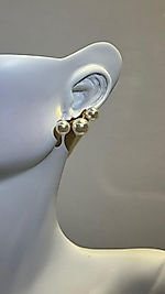 İnci Taşlı Çelik Gold Küpe