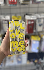 Samsung A30s - A50 Sarı Love Desenli Telefon Kılıfı