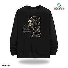 Motorcu Model Bisiklet Yaka Erkek kadın Slimfit Sweatshirt