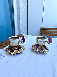 Doğal taşlı ikili fincan takım