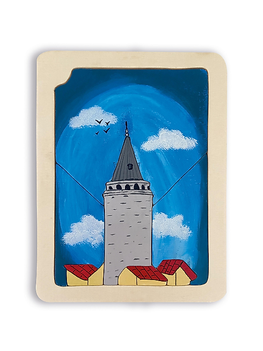 Ahşap Galata Kulesi Puzzle Tablo