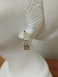 Gold Kare Taş Küpe