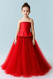 Kız Çocuk Straplez Prenses Elbise