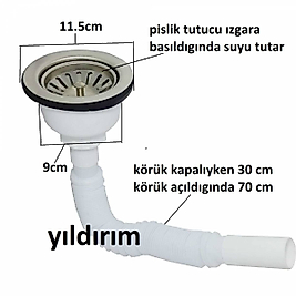 ÇÖPMAK KÖRÜKLÜ SİFON EVYE SİFON BÜYÜK KAFA 1.KAL