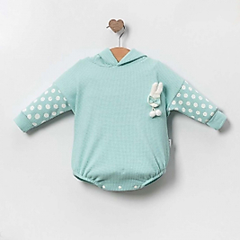 Kız Bebek Tavşanlı Romper Turkuaz