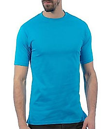 STAR Sıfır Yaka TURKUAZ Pamuk Penye T-Shirt