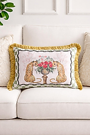 Leopar Desenli Püsküllü Kırlent