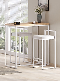 2 Li Sandelye Ve Bar Masası Takımı Beyaz Atlantikçam