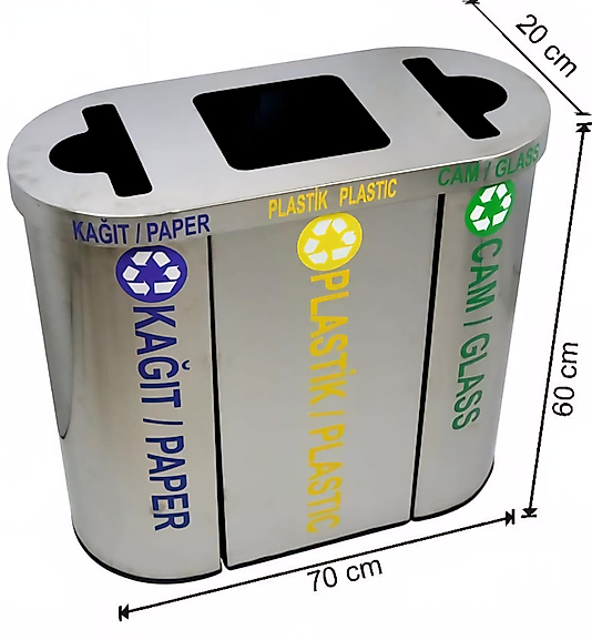 GERİ DÖNÜŞÜM SETİ PASLANMAZ ÇELİK ÜÇLÜ ( KDV DAHİL )