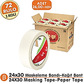 Ve-Ge 24x30 Maskeleme Bandı (1 Koli – 72 Adet) Toptan Maskeleme (Boya Koruma - Badana) Bandı-Beyaz