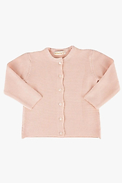 Düğmeli Triko Bebek Hırka – Pudra (0-12 Ay)