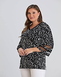 dantel kol detaylı penye bluz