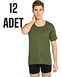 Sedef Yıldızı Erkek Penye Yarım Kol Atlet Askeri 12 Li Paket