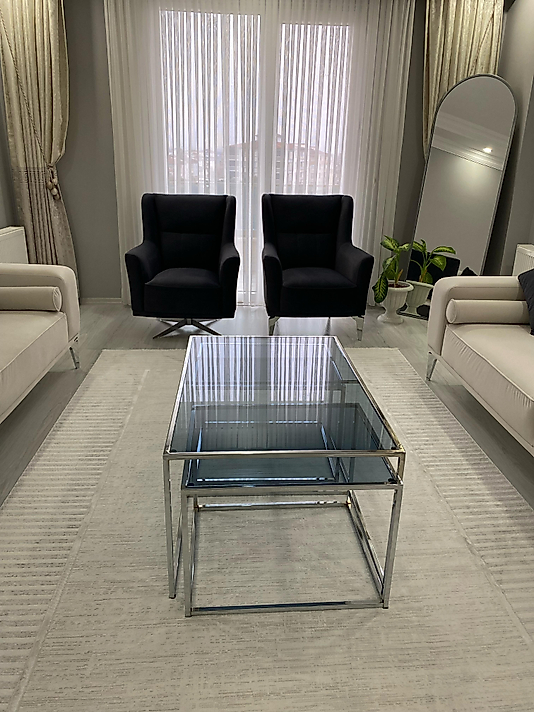 PARLAK KROM 2+1 ORTA SEHPA KOMPLE FÜME CAM