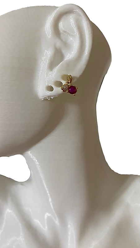 LALE TASARIM FUŞYA TAŞLI GOLD TRAGUS HELİX PEARSING KIKIRDAK KÜPE ÇELİK