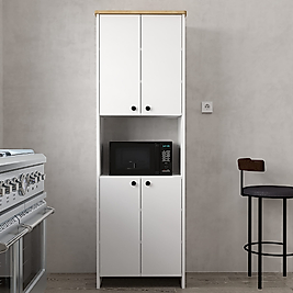 4 Kapaklı Raflı Çok Amaçlı Mikrodalga Bölmeli Mutfak Dolabı