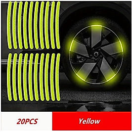 ( 20 X ADET ) 1 SET JANT REFLEKTÖR RIM STICKER YELLOW CAR & MOTORCYDE & BICYCLE