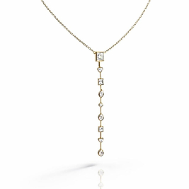 Baget Taşlı Gold Zincir Y Kolye