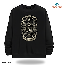Motorcu Model Bisiklet Yaka Erkek kadın Slimfit Sweatshirt