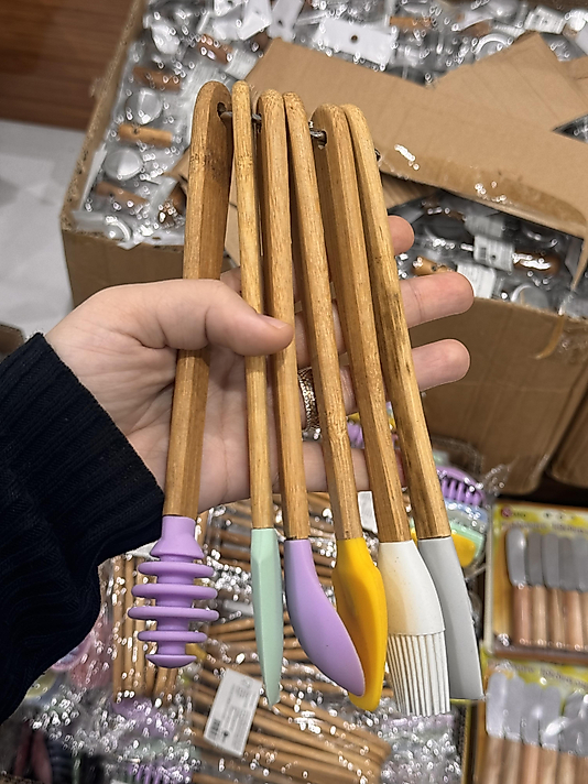 Altı Parça Bambu Saplı Minimal Silikon Set
