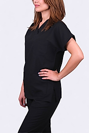 Siyah Likralı Unisex Yarasa Kol Hemşire Ve Doktor Forması Takımı