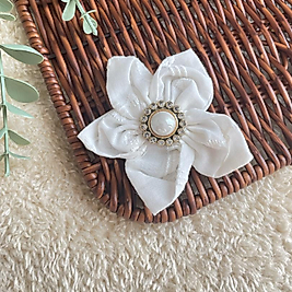 Büyük Boy Kumaş Çiçek Model Taş detaylı Klips Toka