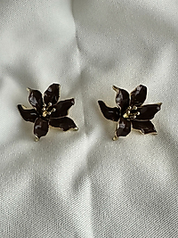 Çiçek Küpe Koyu Kahve