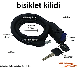 BİSİKLET KİLİDİ 115CM MOTOR KİLİDİ EKONOMİK KALIN UZUN 2 ANAHTAR KALİTE
