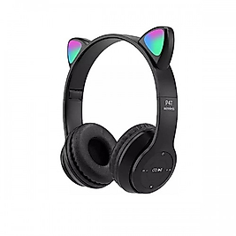 Kedi Kulaklık Kulak Üstü Rgb Işıklı Bluetooth Kulaklık