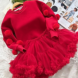 Kırmızı Tül Etek Takım