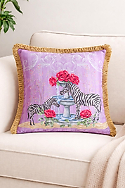 Zebra Desenli Püsküllü Kırlent