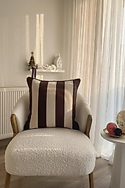 Kahve Çizgili Yastık(İçi Dolgulu)