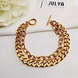 ÇELİK GOLD KARARMAZ PASLANMAZ 2 Lİ ŞIK FARKLI ZİNCİRLİ BİLEKLİK