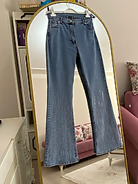 Taşlı İspanyol Paça Kot Pantolon